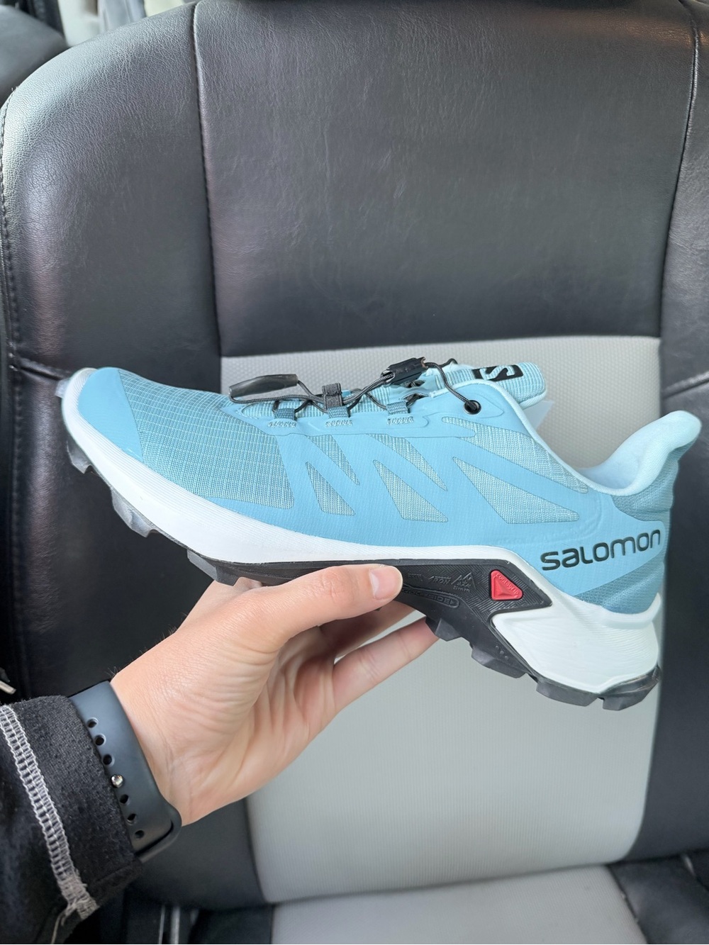 Salomon Women’s Sky Blue Trail Running Shoe with Black Accents